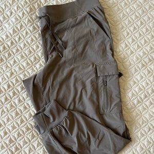 Women’s cargo joggers. Dark khaki color